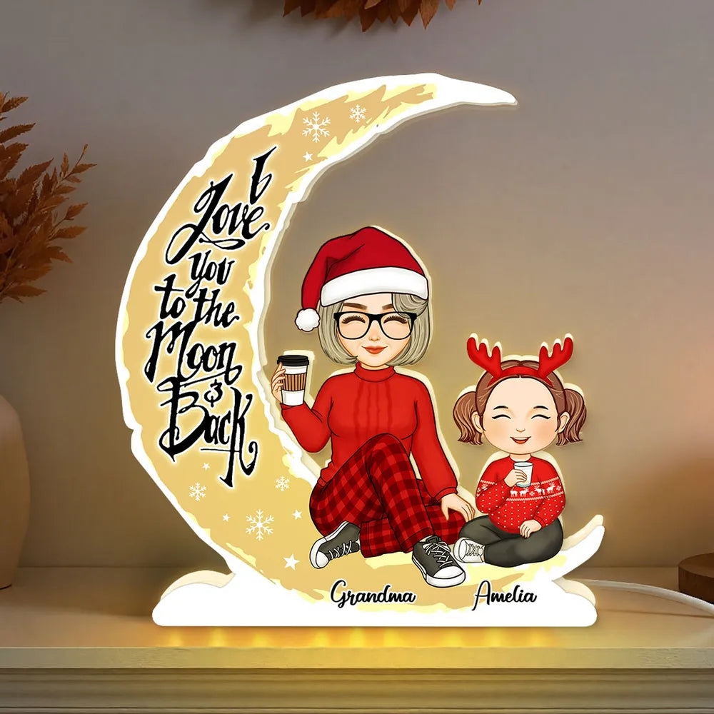 Grandma and Granddaughter Heartwarming Moonlight Lamp, Customizable Love Quote Light Box