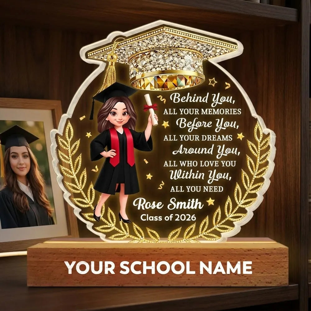 Personalized Block LED Light Plaque Graduation Night Light, Cap & Diploma Design, Cozy Bedside Gift For Graduates