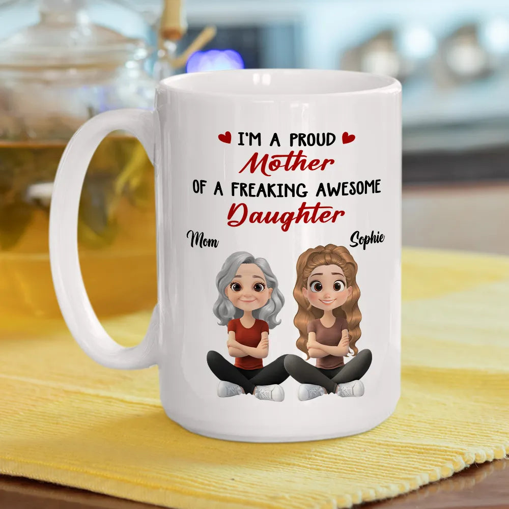 Ceramic Mug with Funny Mother-in-Law Daughter-in-Law Quote, Personalized Cute Cartoon Design, Thoughtful Gift