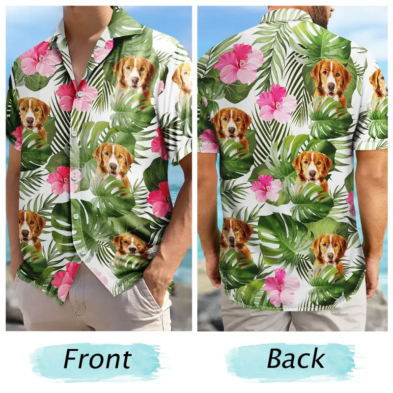 Custom Pet Photo Hawaiian Shirt with Vibrant Tropical Vibe for Vacation Style, A Creative Gift They'll Actually Wear