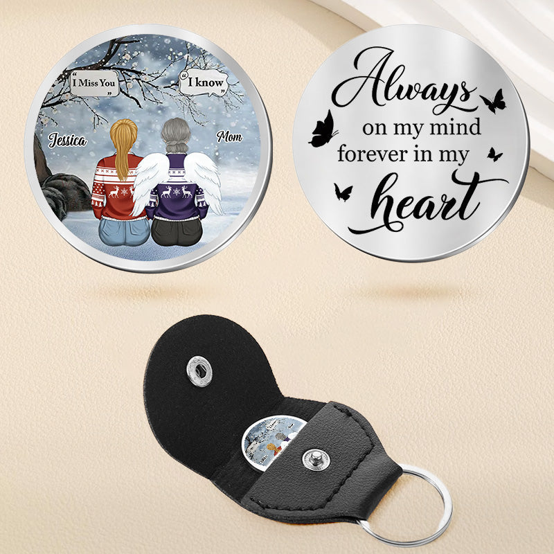 Pocket Hug Keepsake, Stainless Steel, Customizable Mother & Daughter Art, Always on My Mind, Unique Gift for Mom or Daughter