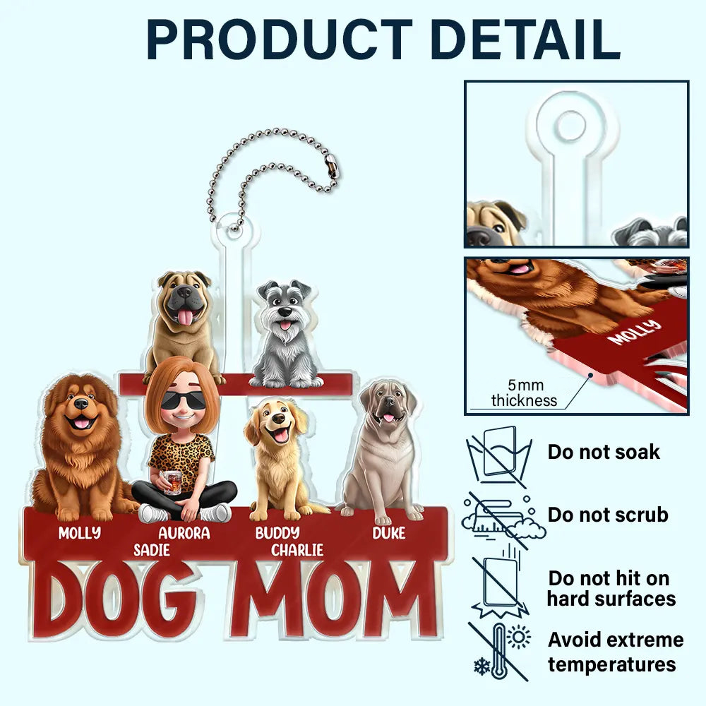 Personalized Dog Mom Acrylic Keychain - Custom Gift for Dog Lovers