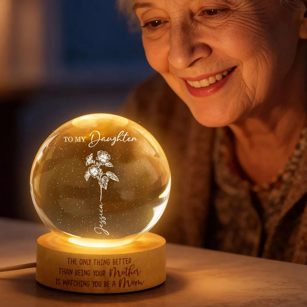 Personalized Globe Lamp for Daughter - 'Watching You Be a Mom' Warm Night Light, Unique Mother's Day Gift