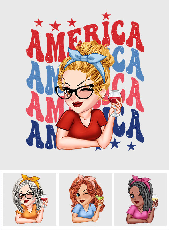 American Girly - Personalized Independence Day/ 4th of July Decal Full