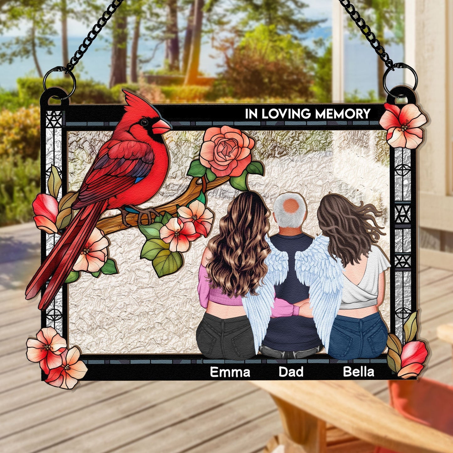 I Am Always With You Wood and Acrylic Layered Ornament β Cardinal and Angel Family Memorial Keepsake