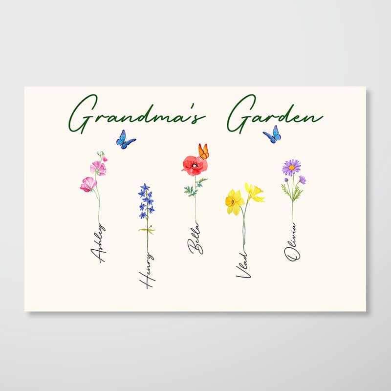 “Grandma’s Garden” Custom Floral Poster with Names & Flowers