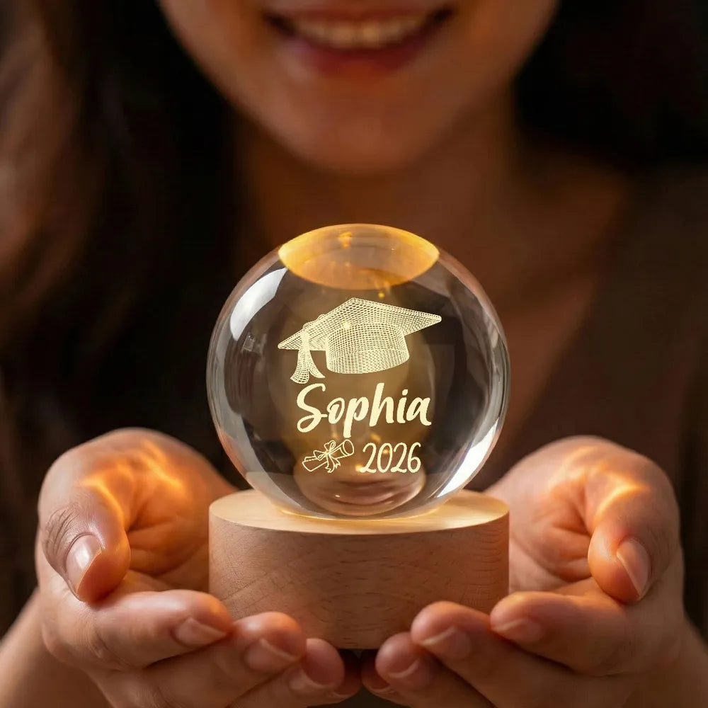 Personalized Globe Lamp With Graduation Cap Illusion Night Light, Unique Graduation Gift Keepsake