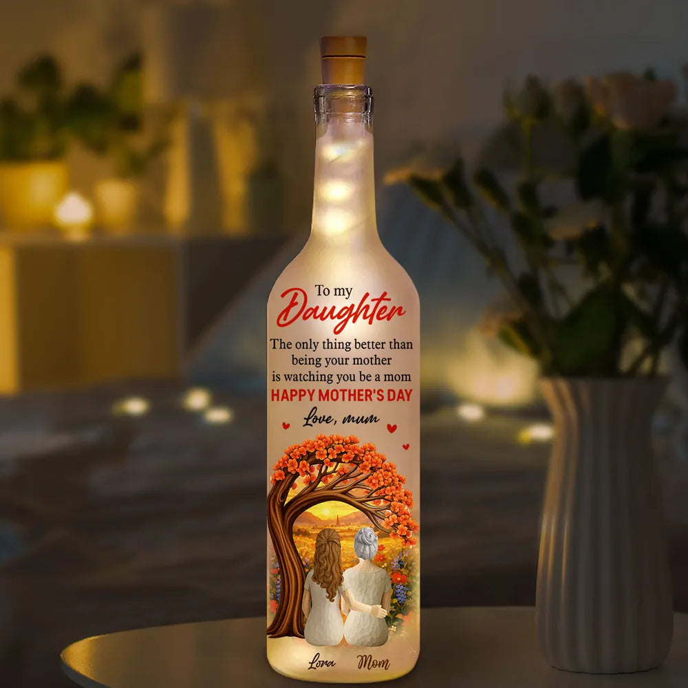 Personalized Bottle Lamp for Daughter from Mom, Warm Glow Mother-Daughter Gift, Watching You Be A Mom Keepsake
