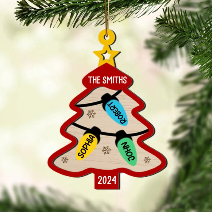 Personalized Christmas Tree Ornament Plaque - Custom Family Names Holiday Decor Gift for 2024