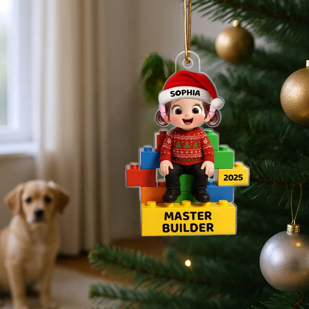 Playful Building Block Acrylic Ornament for Christmas Tree – Holiday Décor and Thoughtful Gift