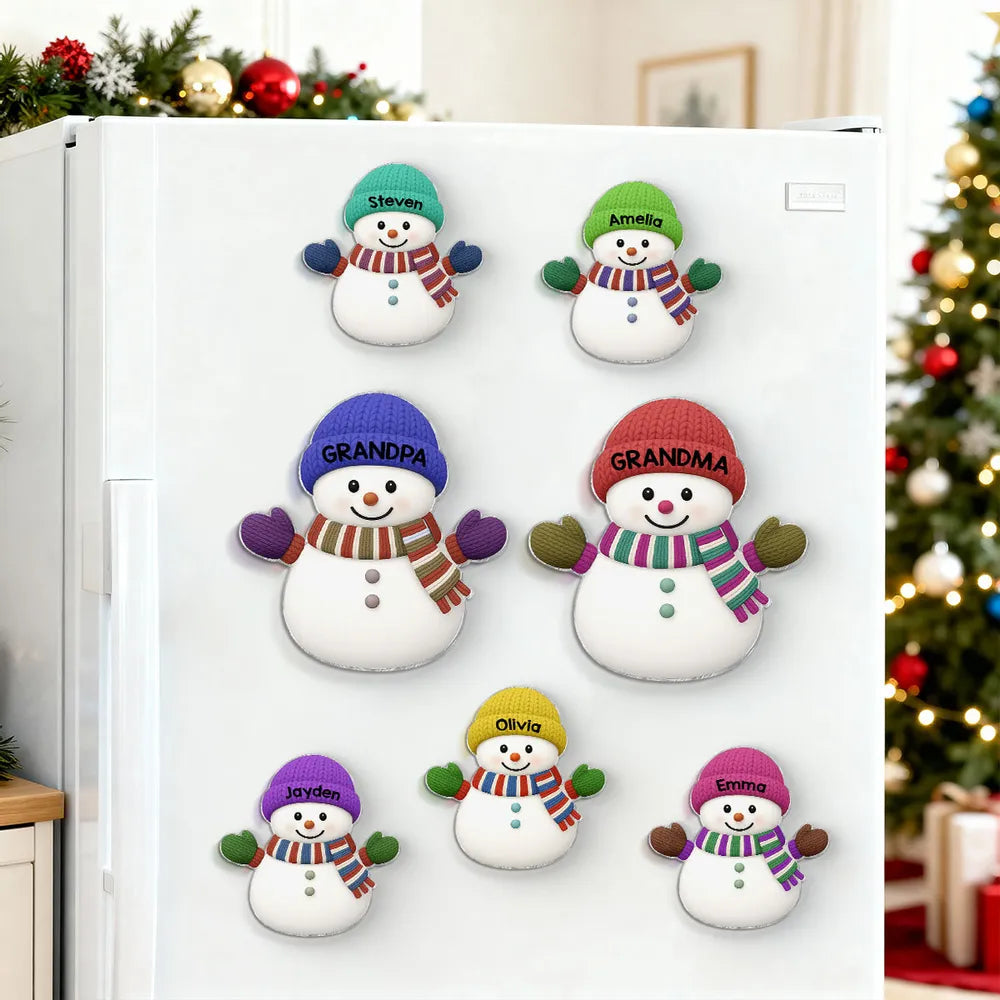 Acrylic Fridge Magnet Snowman Family Set | Festive Holiday Decoration, Perfect Gift for Grandparents and Family