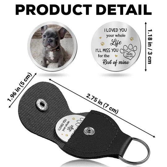 Pet Memorial Pocket Hug with Custom Photo Keychain A Small Daily Comfort Token 'I'll Miss You for the Rest of Mine' Gift