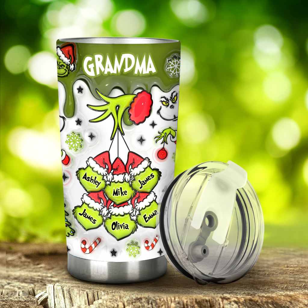 Any Title Green Snowflakes - Personalized Stole Christmas Tumbler