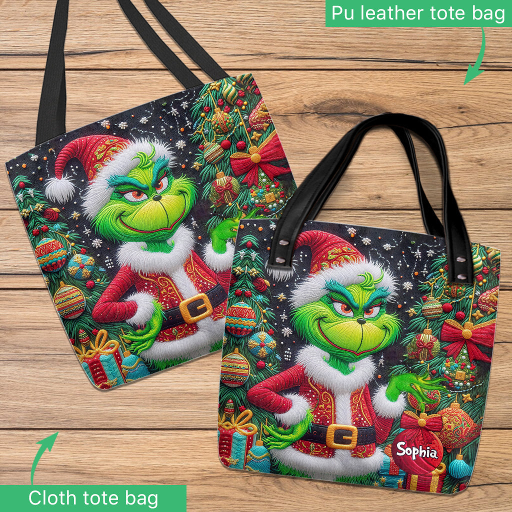 Merry Grinchmas - Personalized Stole Christmas Tote Bag