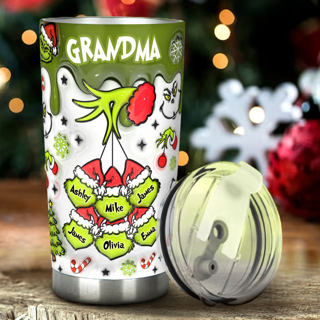Any Title Green Snowflakes - Personalized Stole Christmas Tumbler