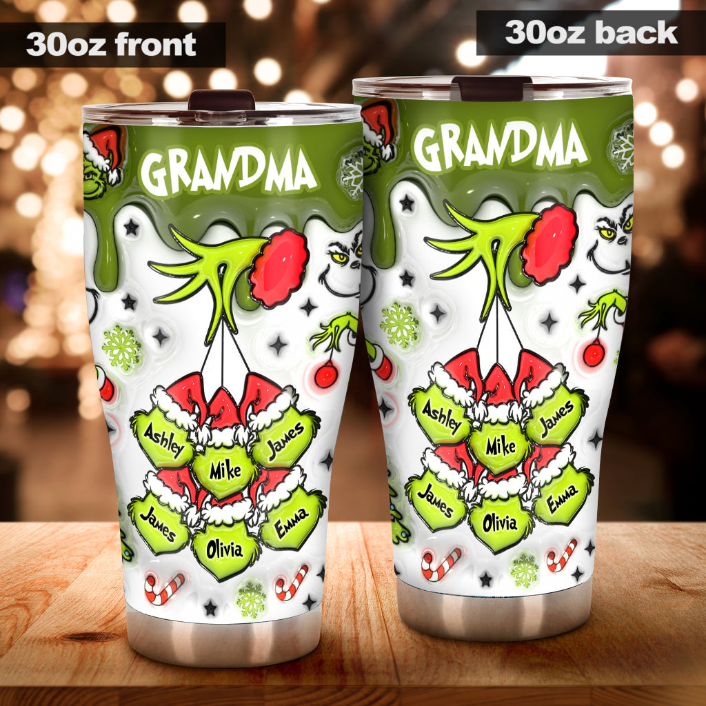 Any Title Green Snowflakes - Personalized Stole Christmas Tumbler