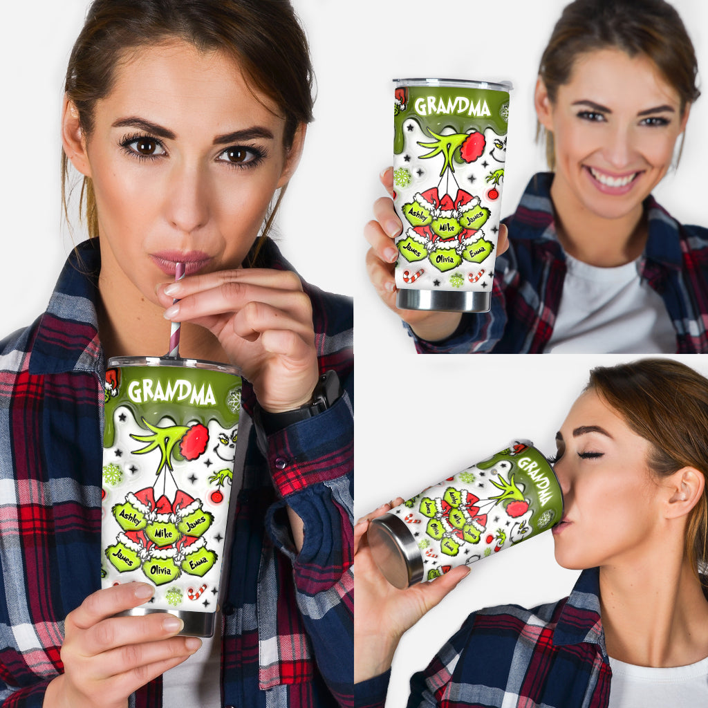 Any Title Green Snowflakes - Personalized Stole Christmas Tumbler