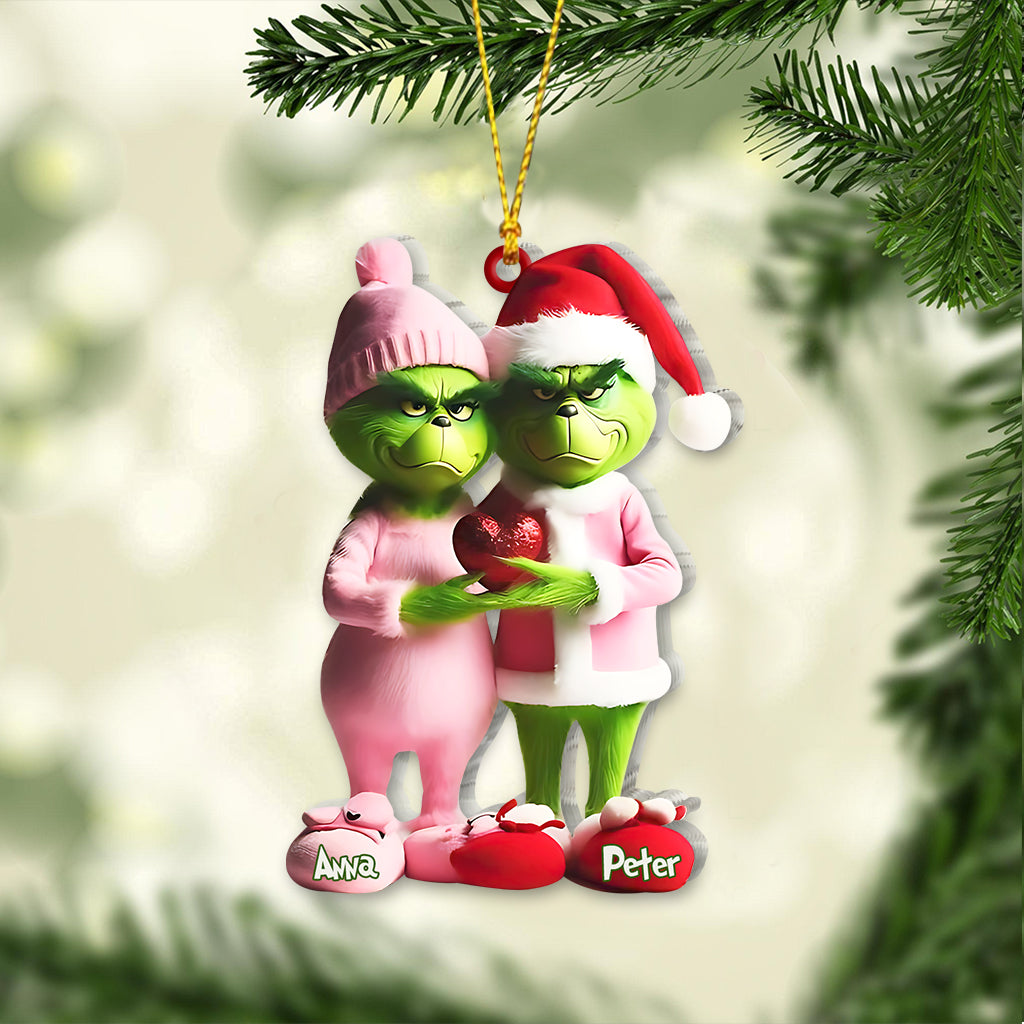 Grinchy Couple - Personalized Stole Christmas Ornament