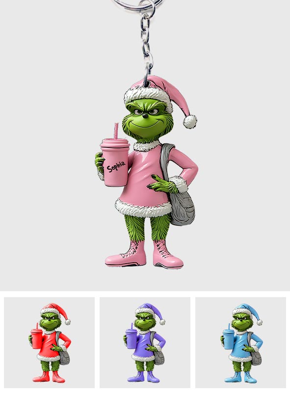 Grinchy Green Lady - Personalized Stole Christmas Keychain