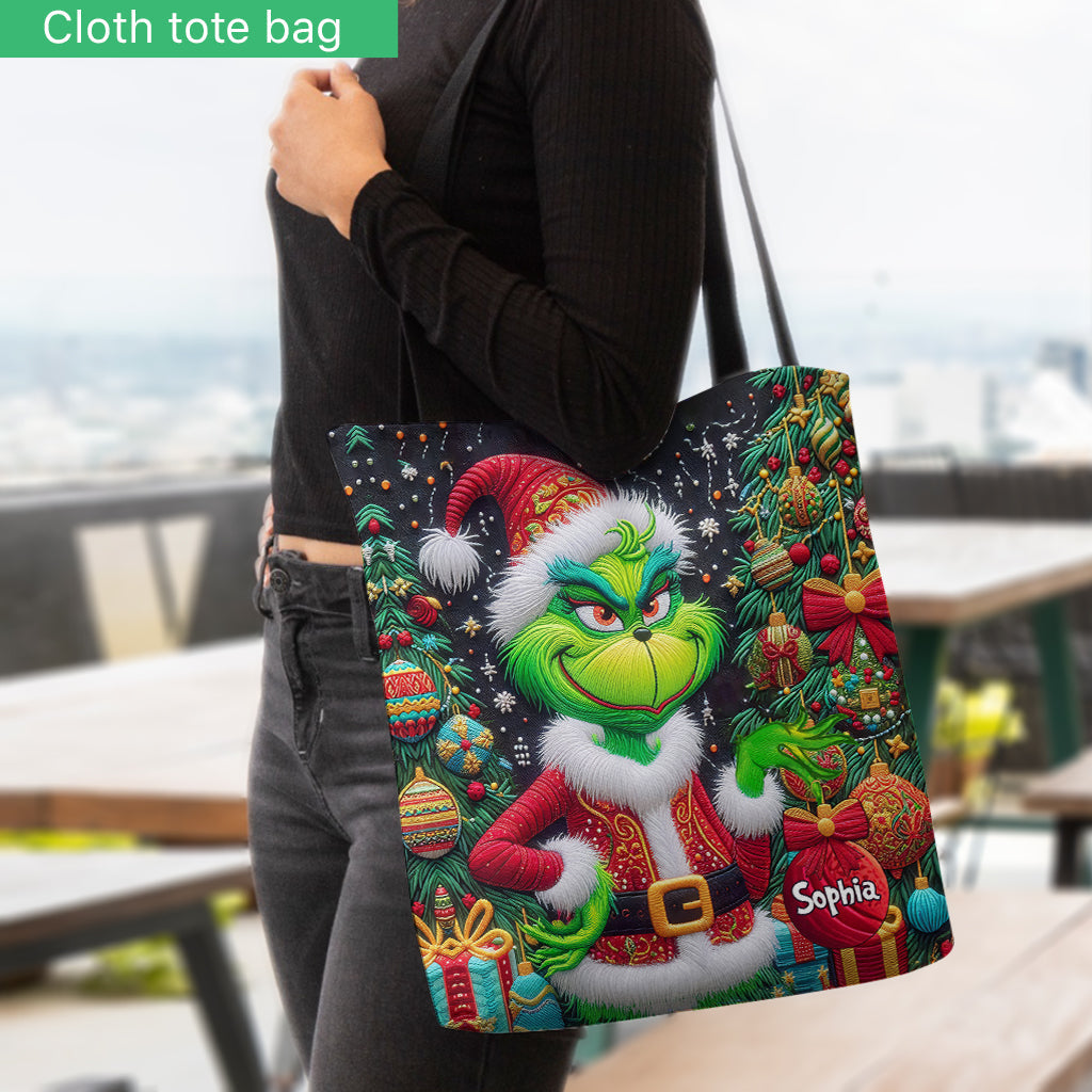 Merry Grinchmas - Personalized Stole Christmas Tote Bag
