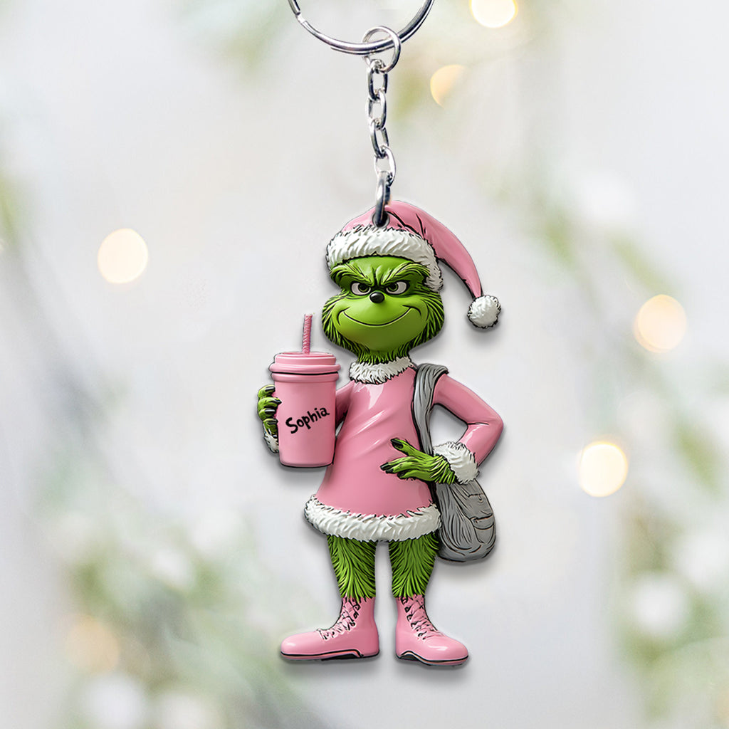 Grinchy Green Lady - Personalized Stole Christmas Keychain
