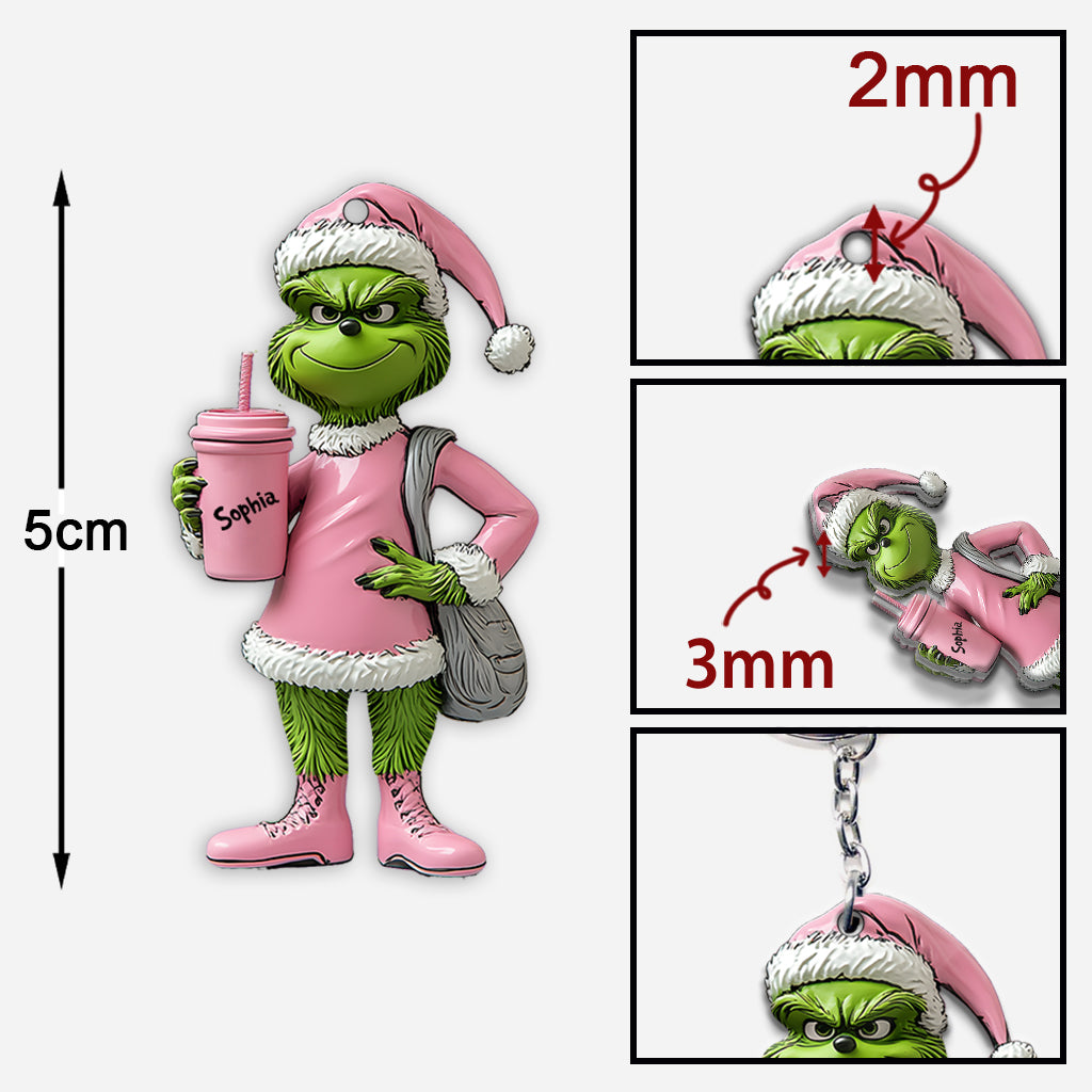 Grinchy Green Lady - Personalized Stole Christmas Keychain