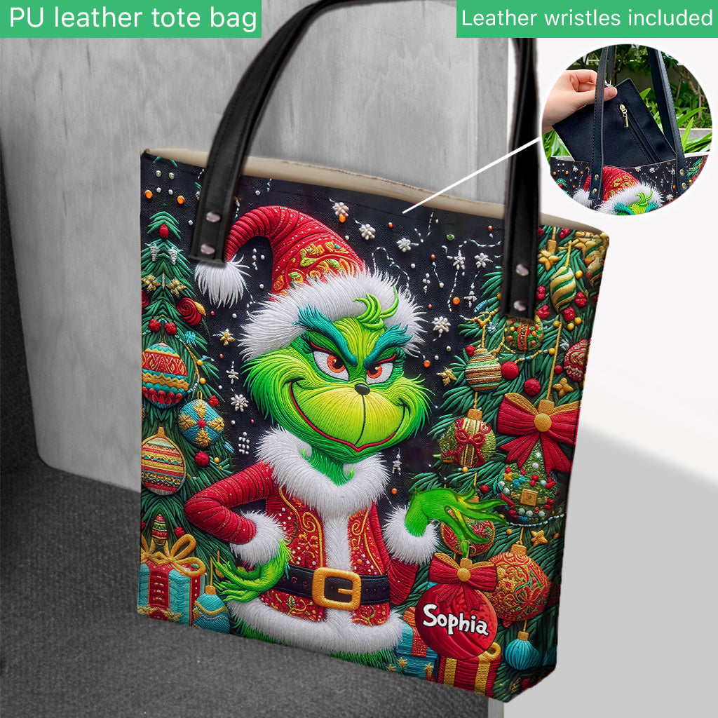 Merry Grinchmas - Personalized Stole Christmas Tote Bag