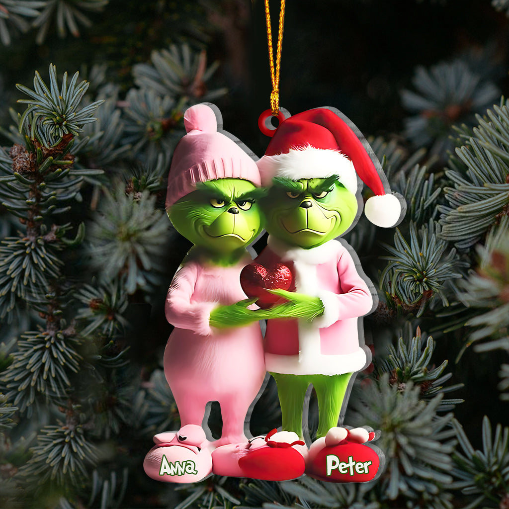 Grinchy Couple - Personalized Stole Christmas Ornament