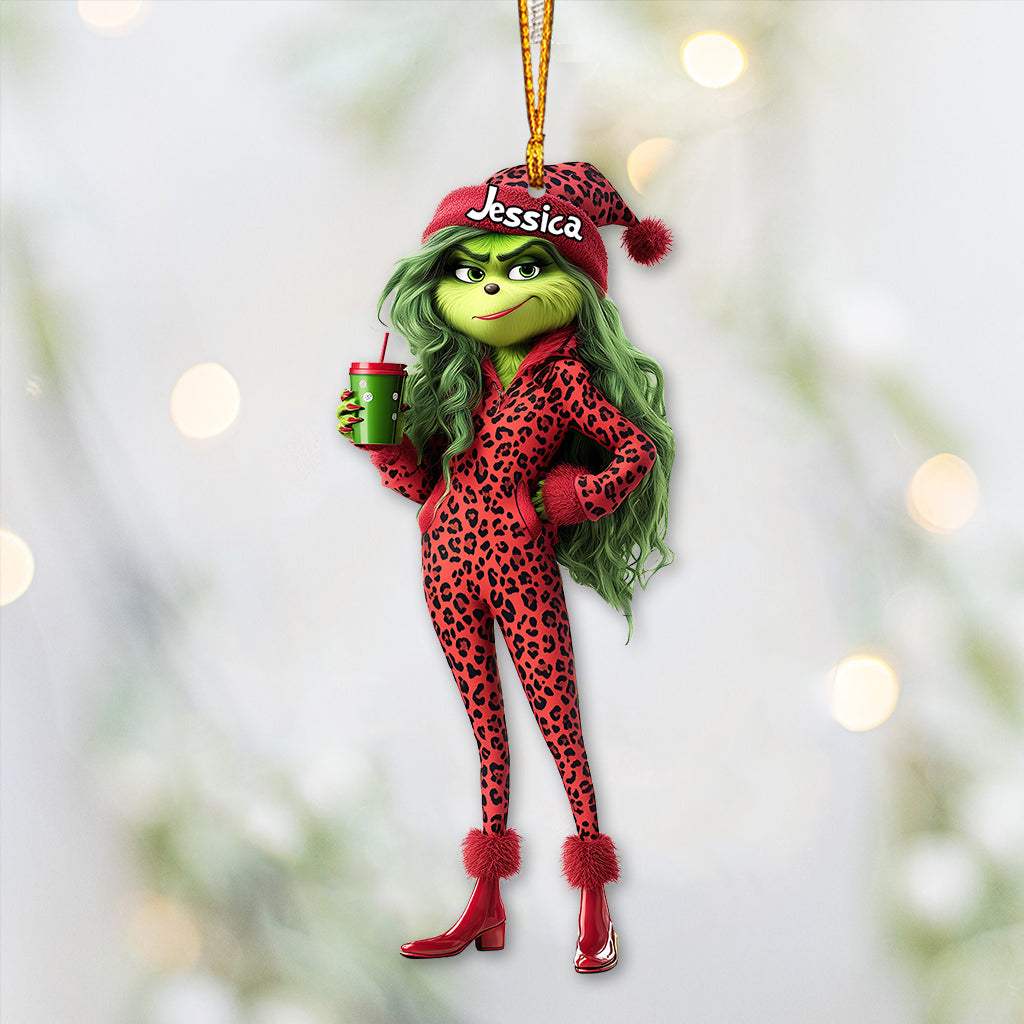 Beautiful Grinch Lady - Personalized Stole Christmas Transparent Ornament