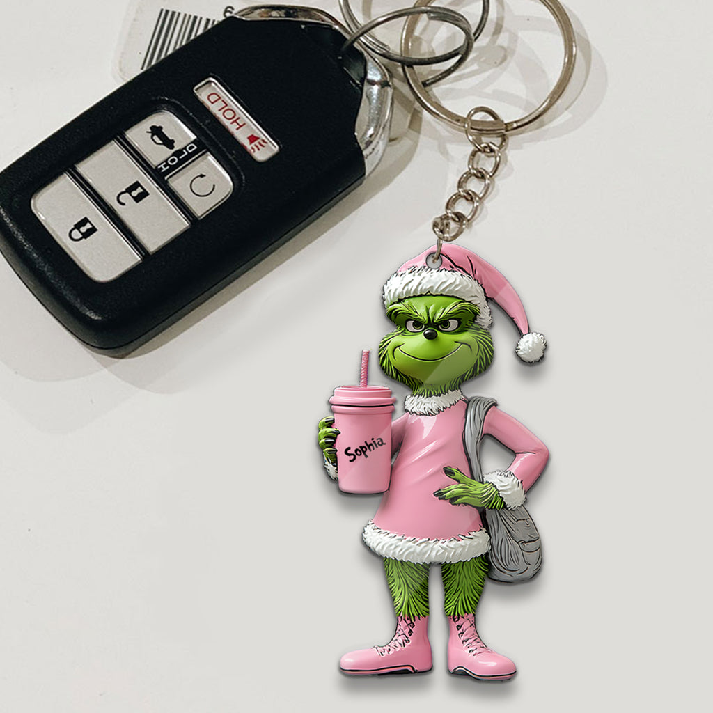 Grinchy Green Lady - Personalized Stole Christmas Keychain