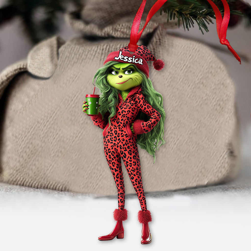 Beautiful Grinch Lady - Personalized Stole Christmas Transparent Ornament
