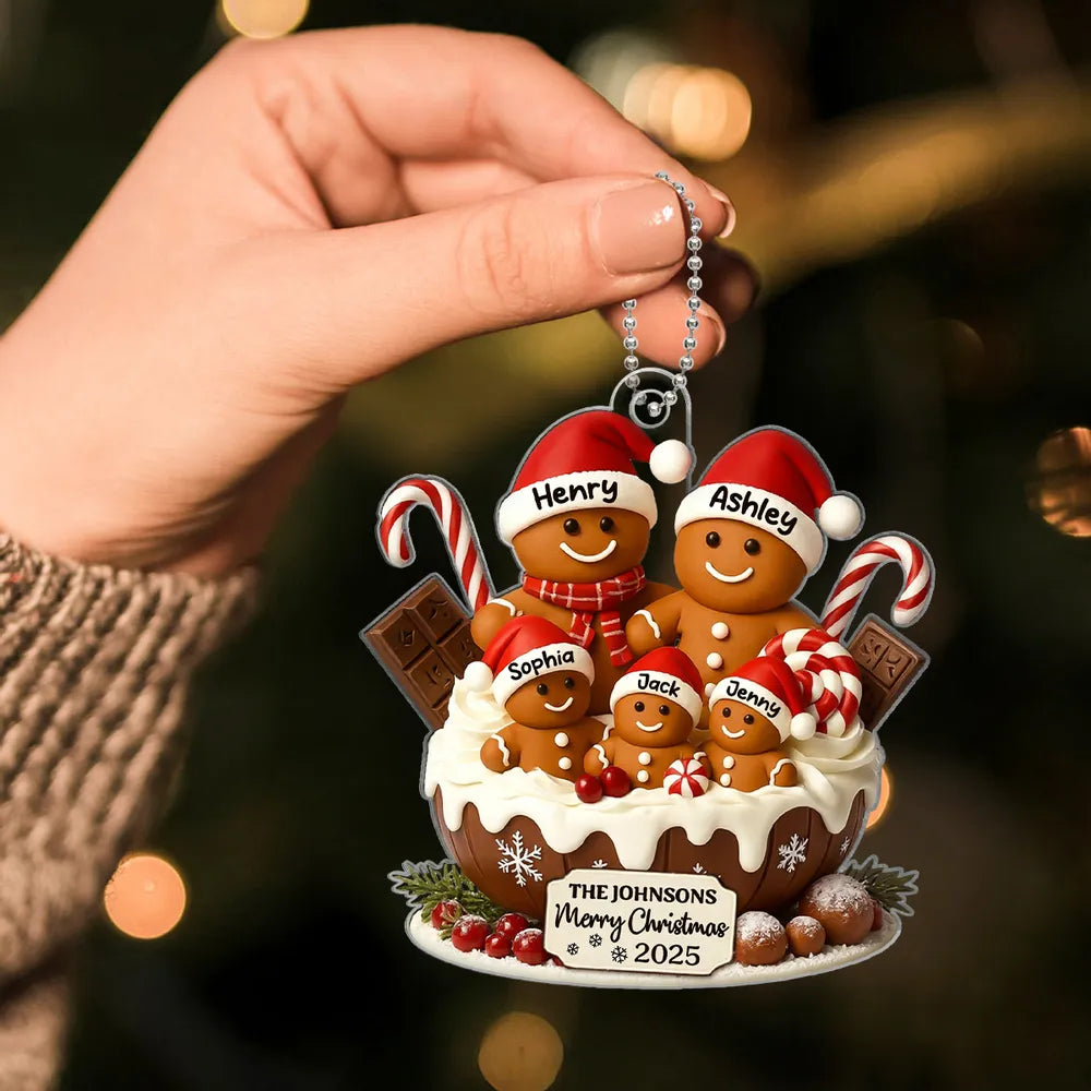 Christmas Gingerbread Family Acrylic Ornament, Personalized Festive Decor with Warm Holiday Vibes, Perfect Gift for Family