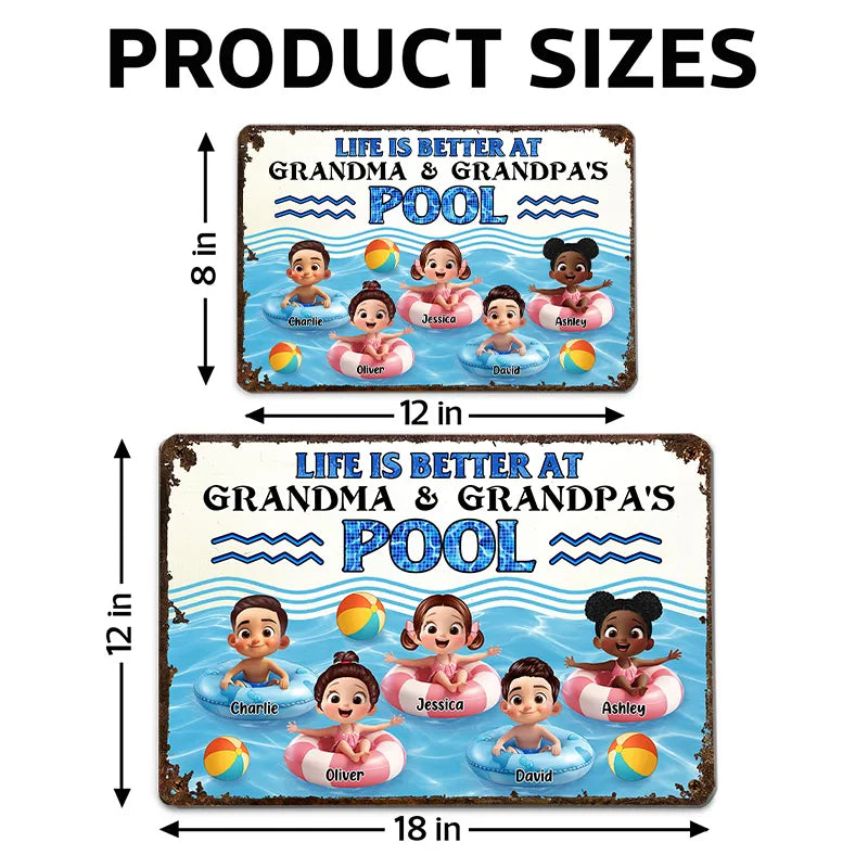 Personalized Iron Pool Sign for Family Poolside Decor