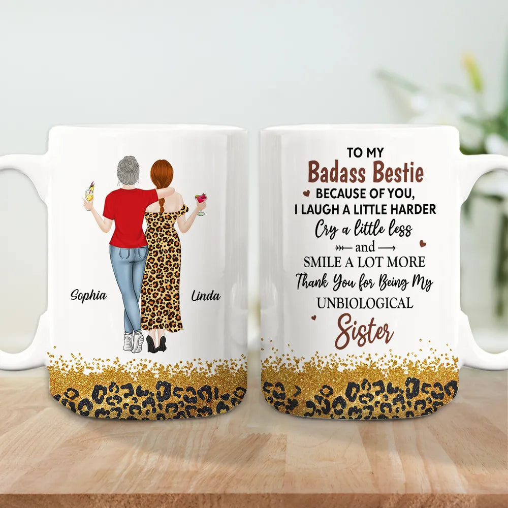 White Ceramic Mug for Best Friends – Heartfelt Unbiological Sister Gift to Share Joy