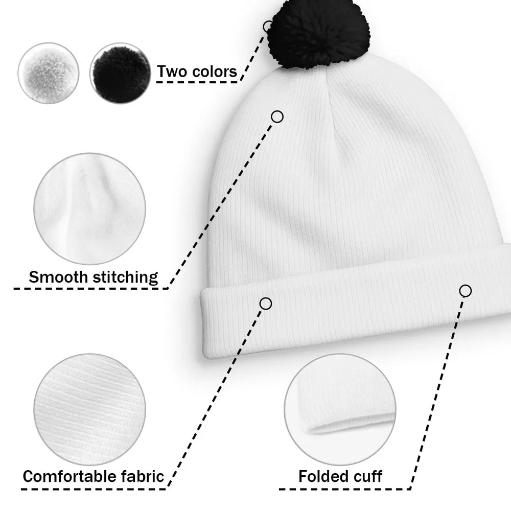 Personalized Dog Dad Bobble Beanie Hat With Custom Cartoon Pet & Owner - Cozy Winter Gift for Dog Lovers