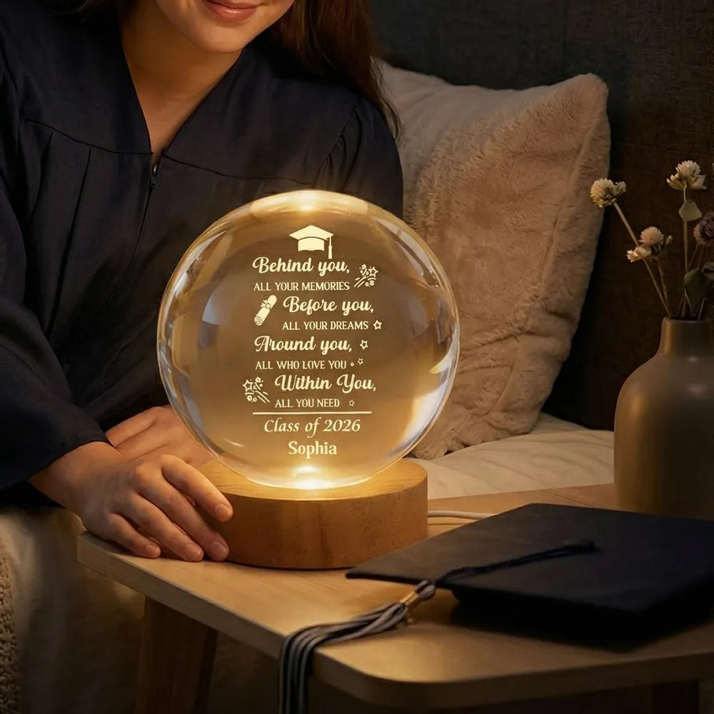 Behind You Before You Quote 1-Color K5 Globe Lamp, Personalized Graduation Night Light, Heartwarming Unique Gift for Son or Daughter