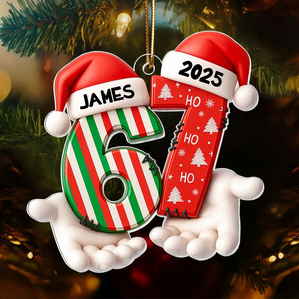 Personalized Acrylic Ornament Six Seven Trend with Santa Hats β Custom Kids Christmas Tree Decor & Unique Holiday Gift