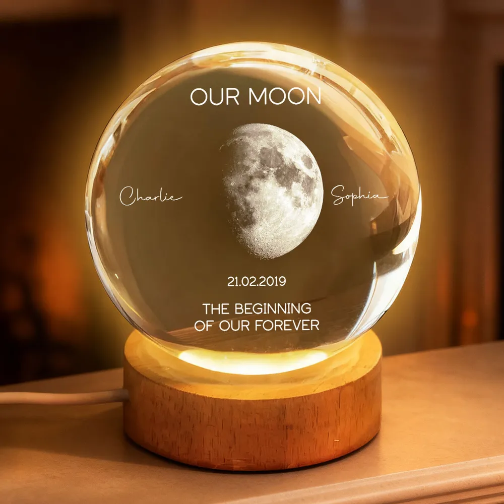 Personalized Our Moon Globe Lamp Night Light, romantic bedside glow, unique couple gift