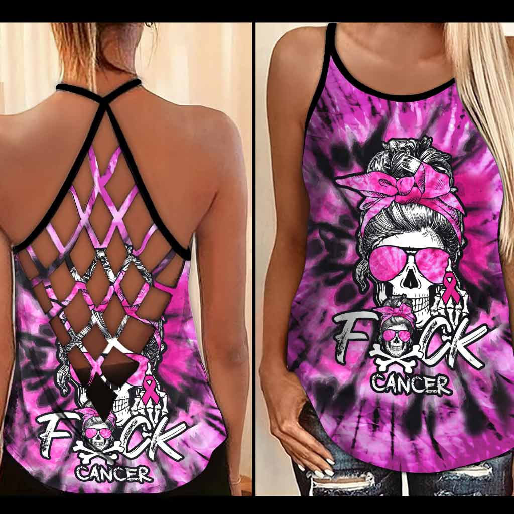 F Cancer - Breast Cancer Awareness Cross Tank Top