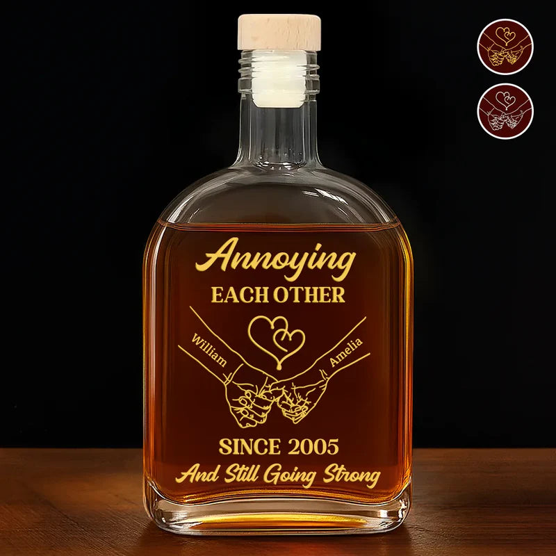 Personalized Glass Spirits Decanter for Couples β Funny 'Annoying Each Other' Design, Romantic Keepsake & Unique Gift