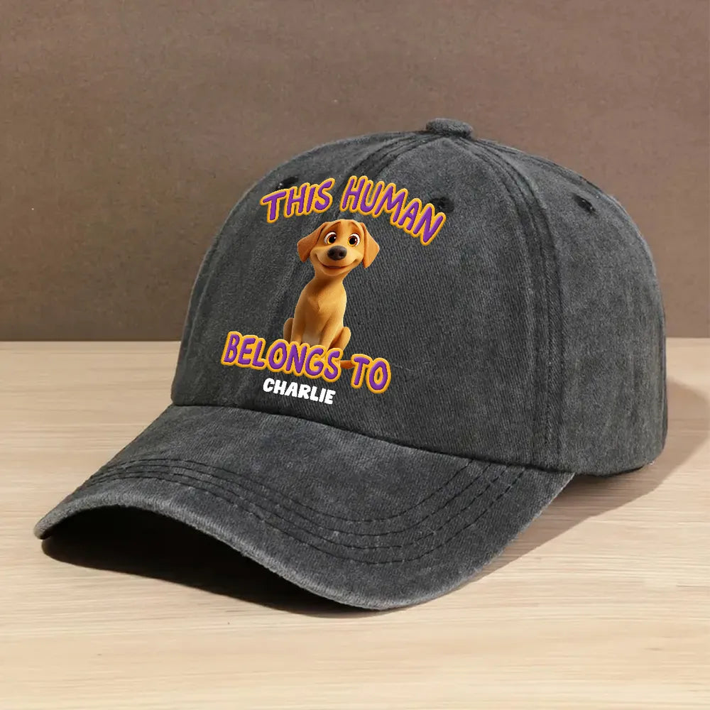 Denim Dog Lover Cap with Puppy Art, Adjustable Fit