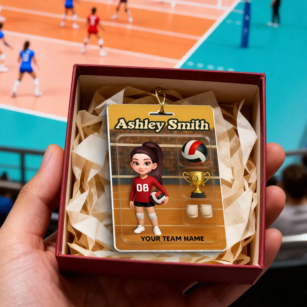 Acrylic Ornament - Custom Volleyball Player on Court, Festive Keepsake, Easy to Hang, Unique Gift for Players & Coaches