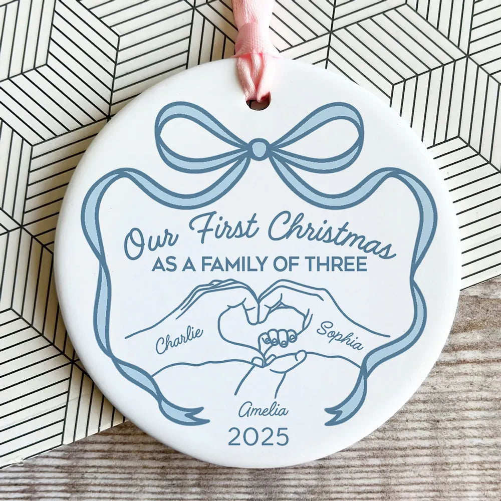 Our First Christmas as a Family of Three Ceramic Ornament, 2025 Family Keepsake