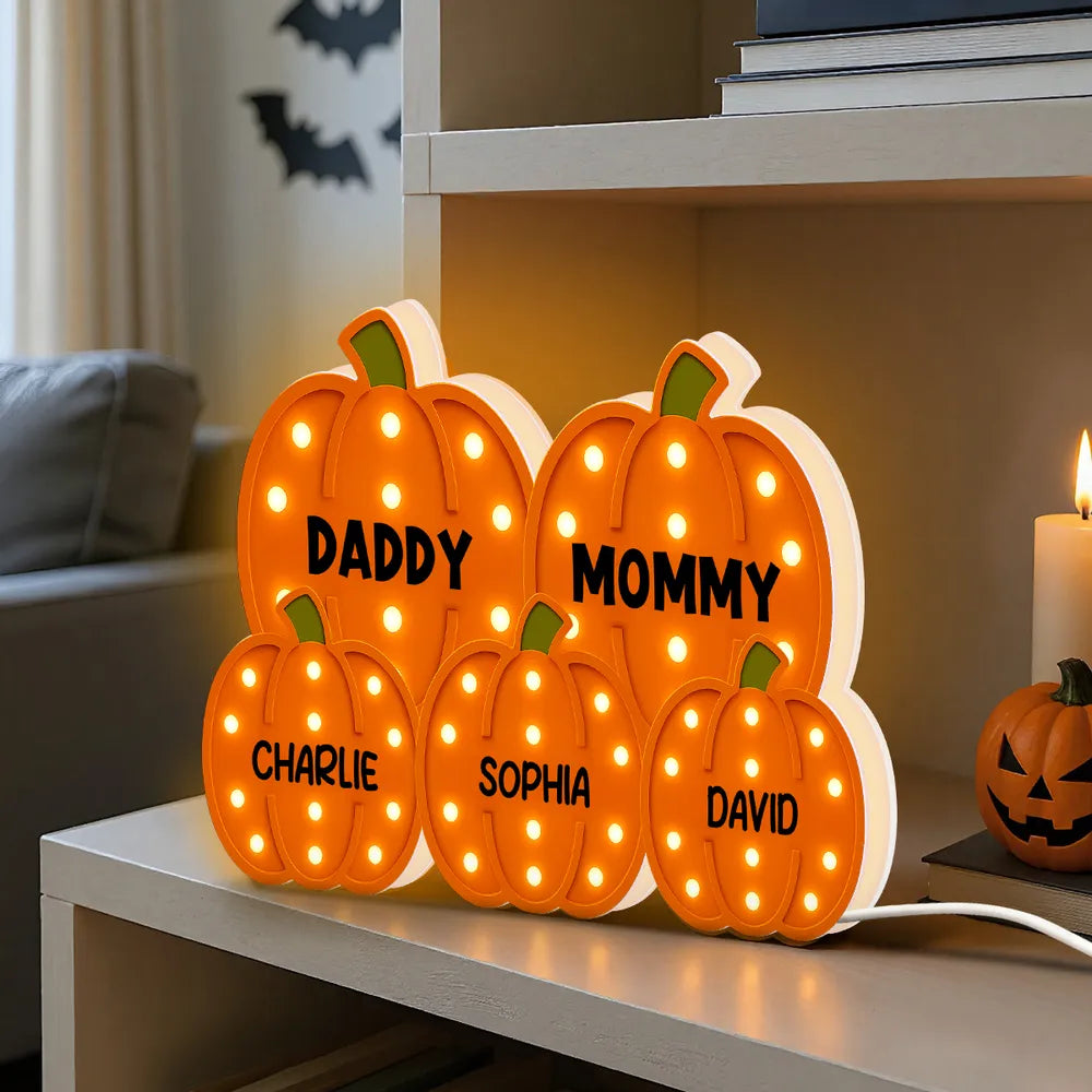 Pumpkin Acrylic Light Box Featuring Family Theme, Heartwarming Décor and Gift-Ready Accent for Parents