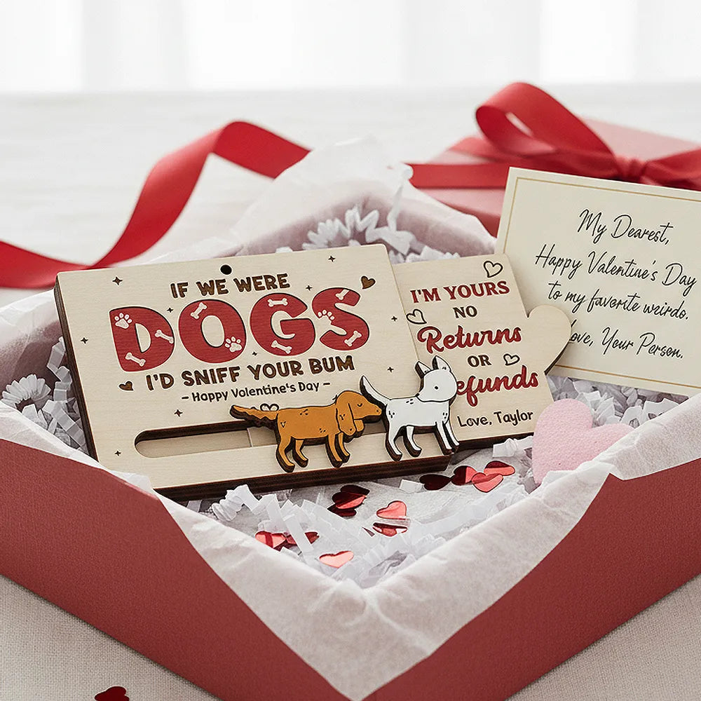 Personalized Wooden Sliding Ornament Funny Dogs I'd Sniff Your Bum for Couples A Unique Valentine's Gift
