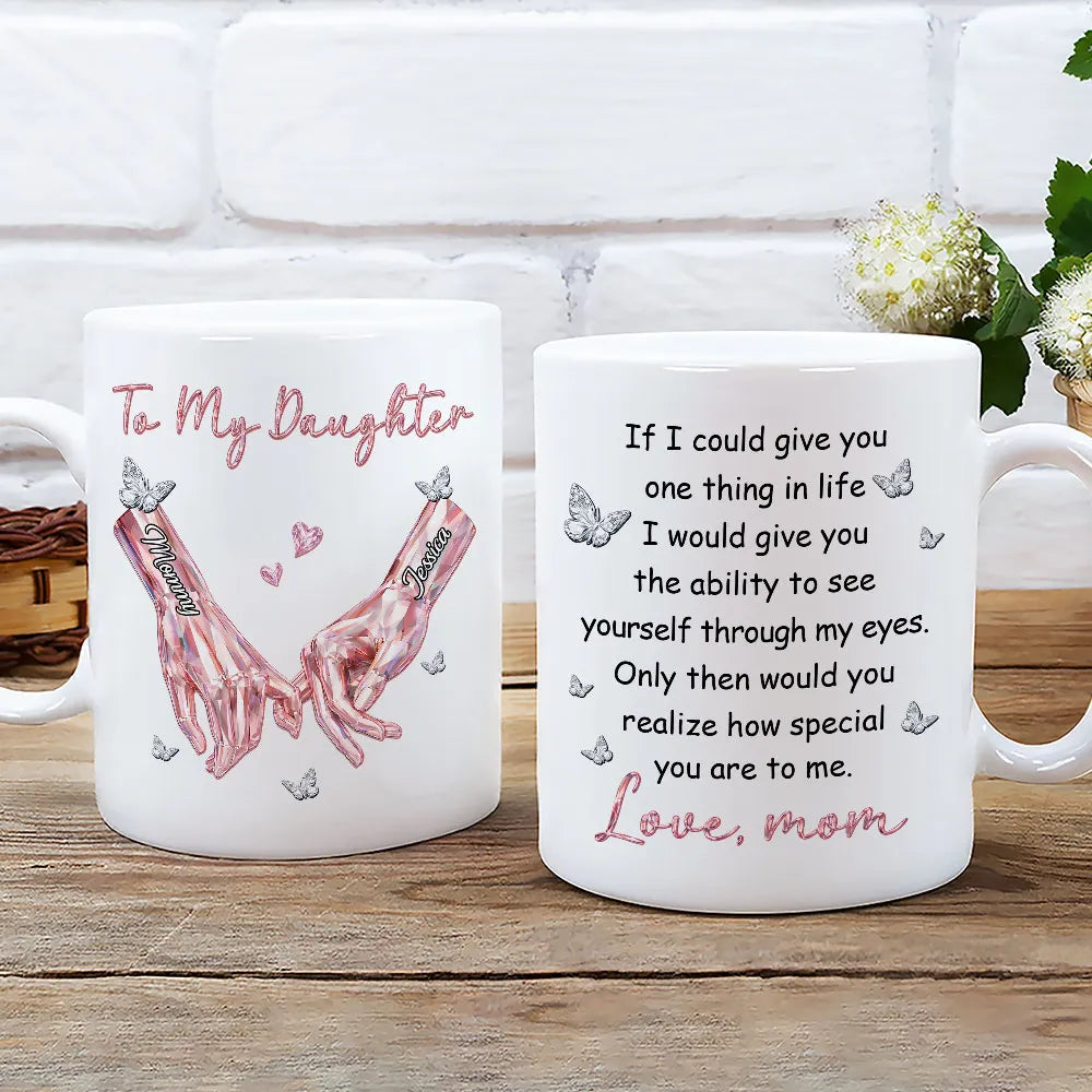 To My Daughter Ceramic Mug, Personalized Keepsake with Heartwarming Message and Butterflies - Thoughtful Gift
