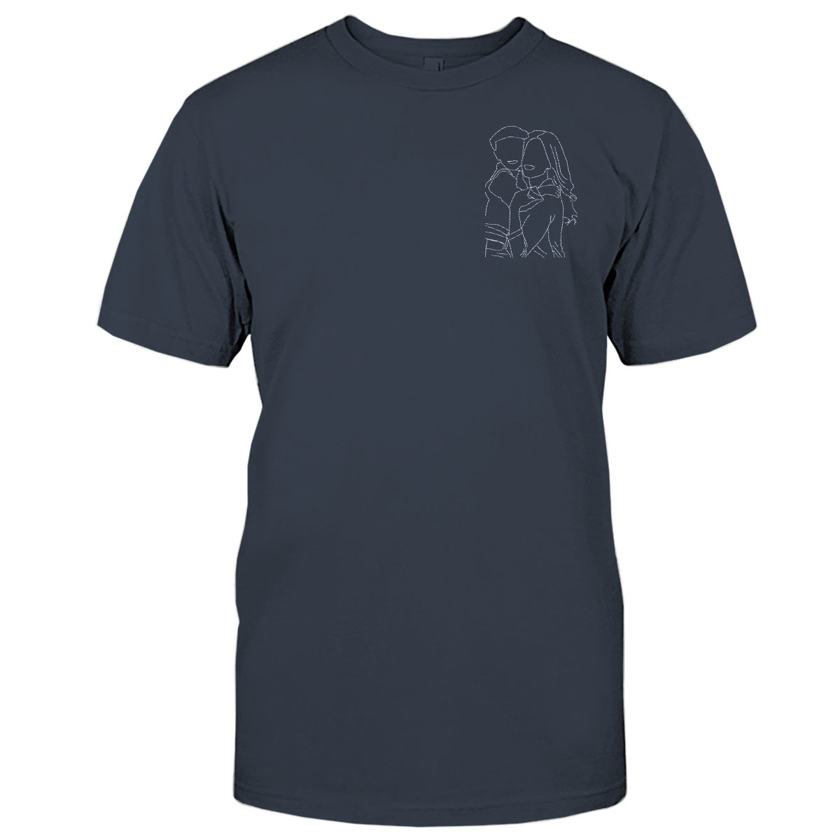 Custom Line Art - Personalized Aunt Embroidered T-shirt