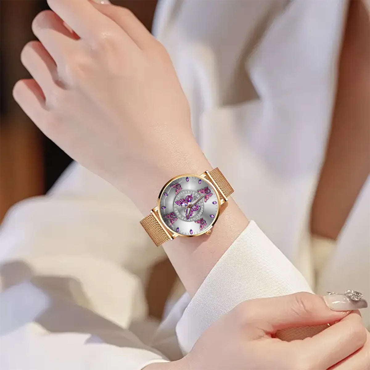 Beautiful Butterflies - Personalized Butterfly Women Hand Watch