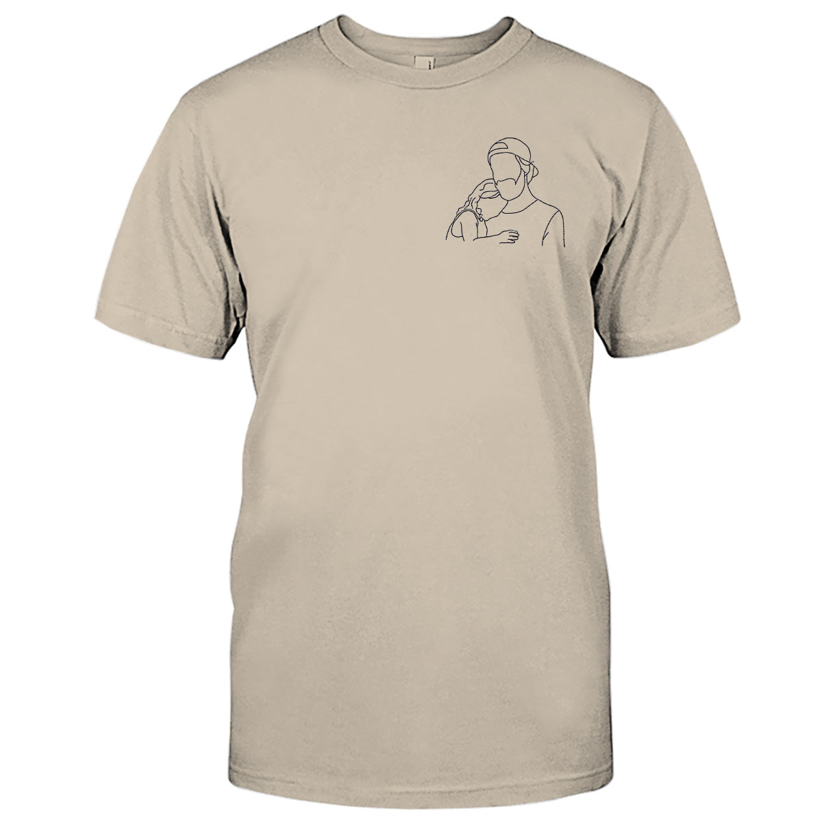 Custom Line Art - Personalized Step Dad Embroidered T-shirt