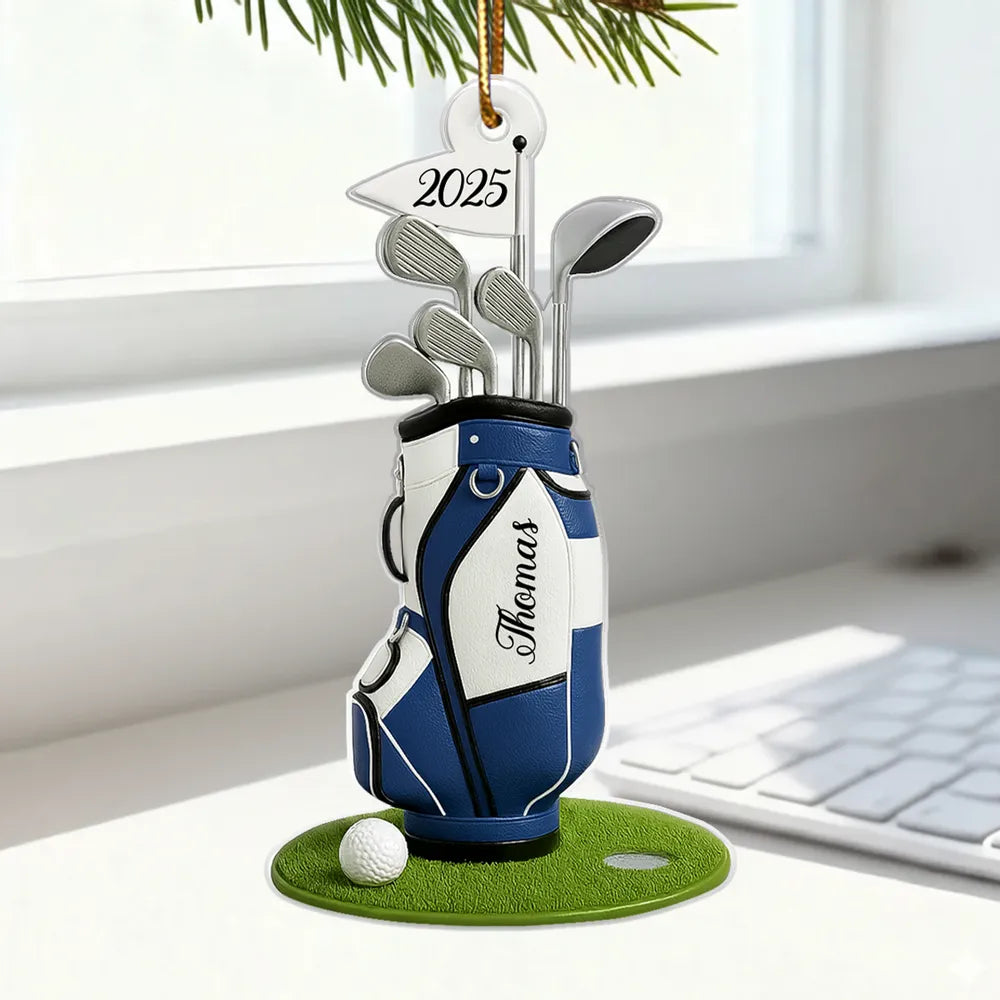 Personalized Acrylic Ornament Golf Bag Design for Christmas Tree Decor, Unique Custom Gift for Golf Lovers
